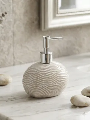 Ceramic Wave Soap Dispenser  Round Pump Bottle for Bathroom Countertop