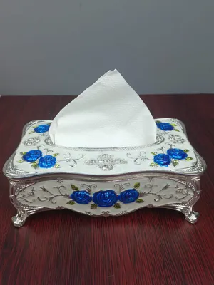 Royal Pink & Gold Metal Tissue Box Holder with Rose Embossing | Luxury Home Decor