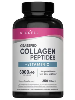 NeoCell Grassfed Collagen Peptides + Vitamin C 6000mg 250 Tablets