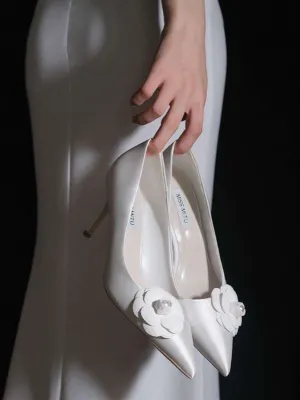 Women's White British Style Stiletto Pumps