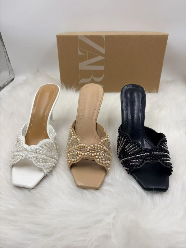 SPRING RHINESTONE BOW OPEN TOE STILETTO SANDALS FOR WOMEN