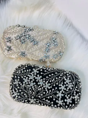 Luxury Stone Embellished Party Clutch Bag