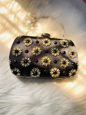 Elegant Floral Stone Clutch Bag