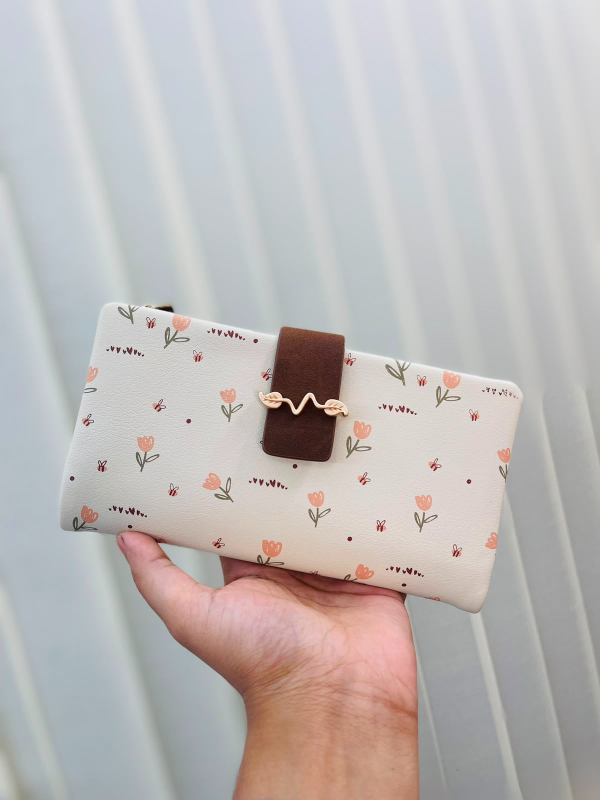 Elegant Floral Print Ladies Long Wallet