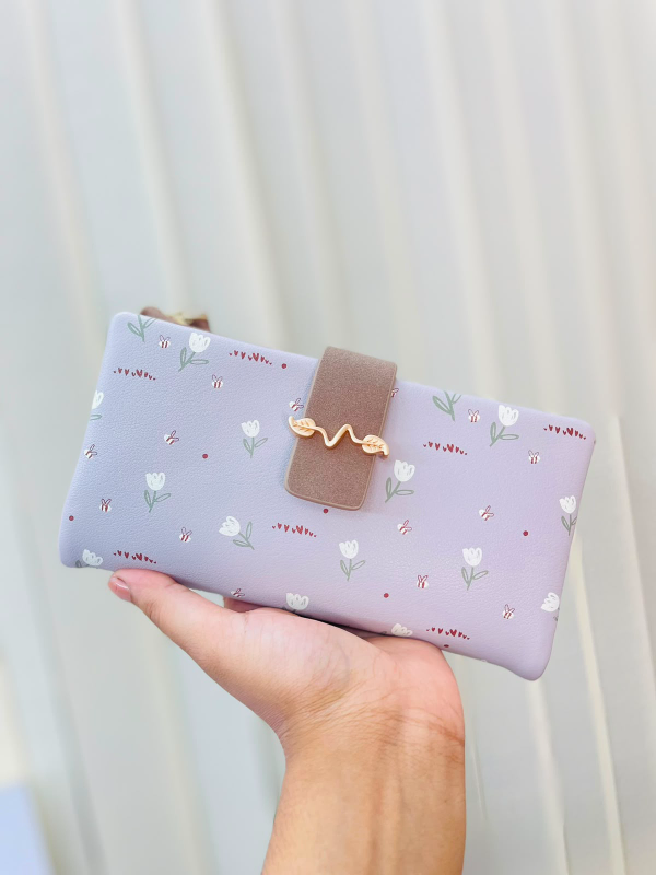 Elegant Floral Print Ladies Long Wallet
