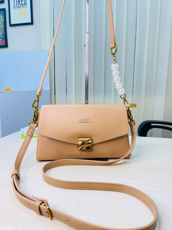 Classic Pearl Strap Crossbody Shoulder Bag 