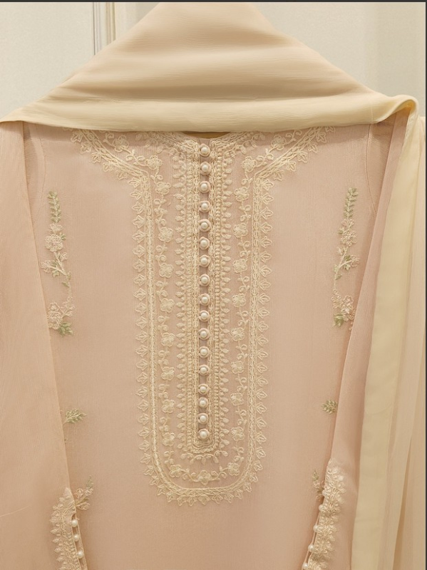 AGHANOOR -  3 Piece - Pure Embroidered Cotton Net