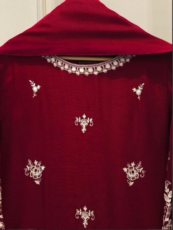 AGHANOOR -  3 Piece - Pure Embroidered Cotton Net