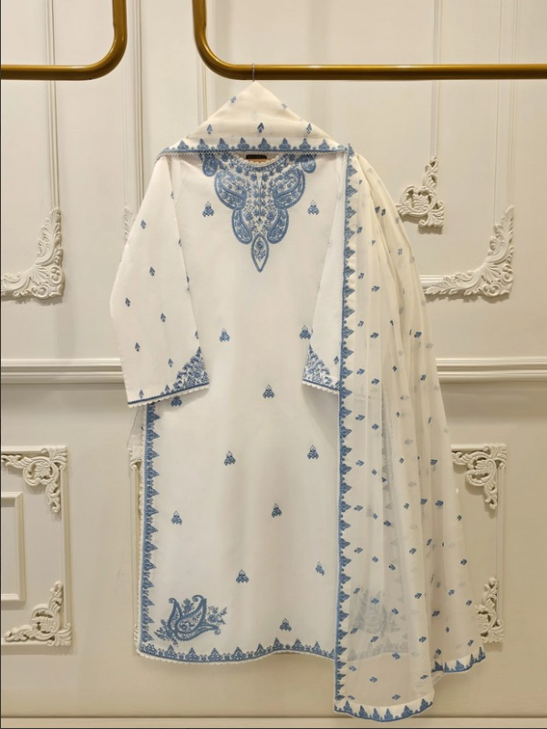 AGHANOOR - 3 Piece - Embroidered Cambric 