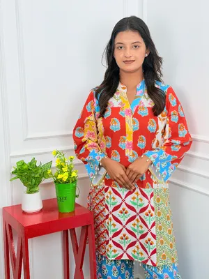 Floral Fusion // Soft Thai Silk Fabric // Co Ord’s 2PCS Set