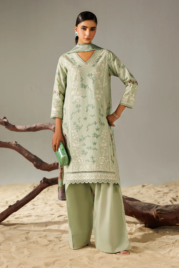 Pakistani Esra Luxury Lawn Stitched 3Pcs _ Mint
