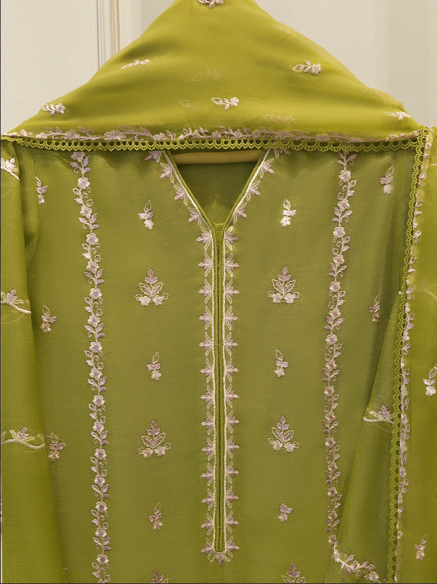  AGHANOOR - 3 Piece - Pure Embroidered Cotton Net Suit S114214