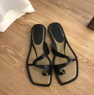 Women's square Head Flat Sandals slippers