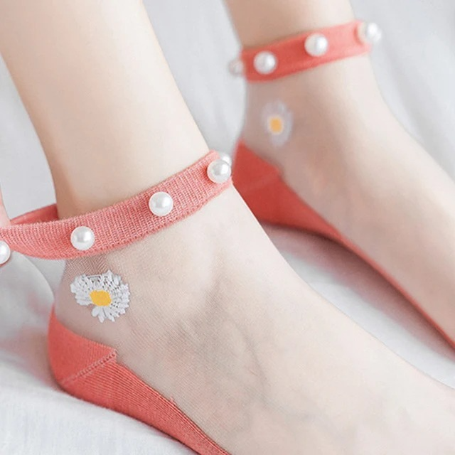 Daisy Flower Design  Transparent Socks (1 pairs)