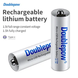 Doublepow USB C Rechargeable Lithium ion AA Battery 1 point 5V 2400mWh Fast Charging Type C Battery