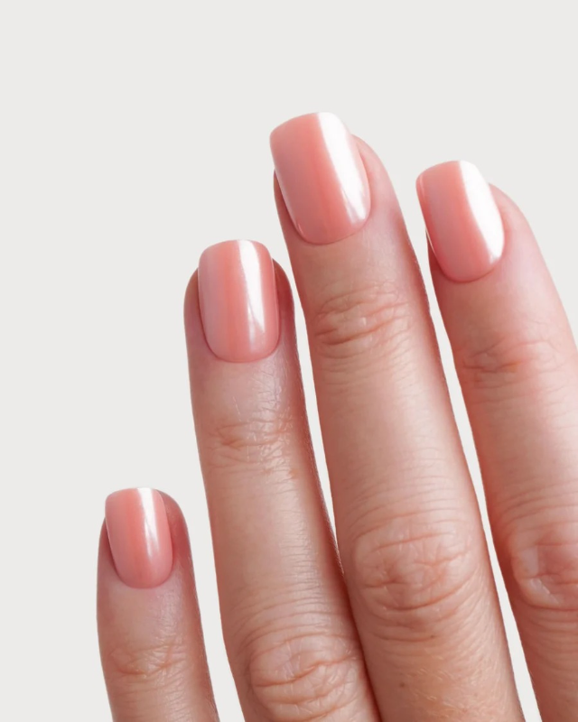  Short Square Cat Eye Peach Soft Gel Press on Nails (30 Pcs)