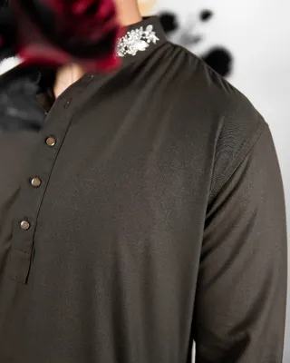 Basics Zardozi Panjabi in Brown Colourway