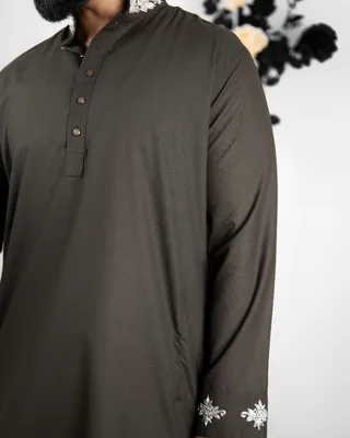 Basics Zardozi Panjabi in Brown Colourway