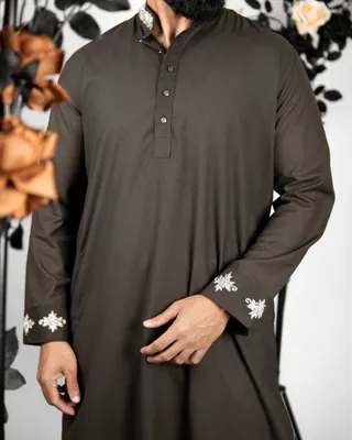 Basics Zardozi Panjabi in Brown Colourway