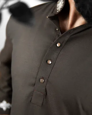 Basics Zardozi Panjabi in Brown Colourway