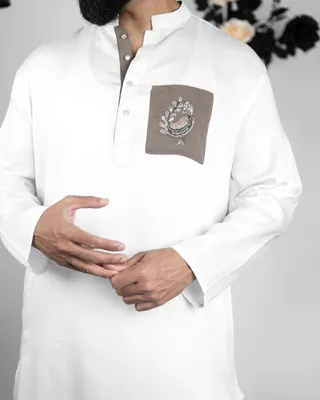 Basics Zardozi Panjabi in Peacock Motif