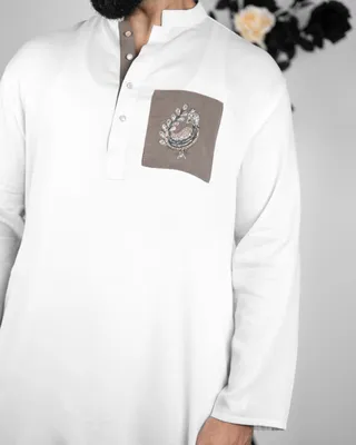 Basics Zardozi Panjabi in Peacock Motif
