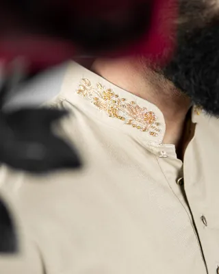 Basics Zardozi Panjabi in Beige Colourway