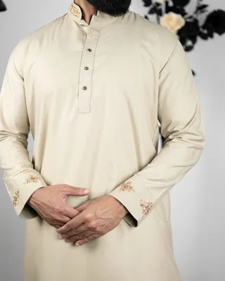 Basics Zardozi Panjabi in Beige Colourway