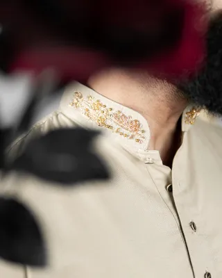 Basics Zardozi Panjabi in Beige Colourway