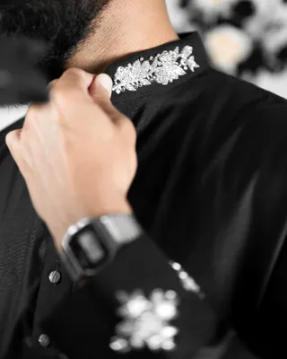 Basics Zardozi Panjabi in Black Colourway