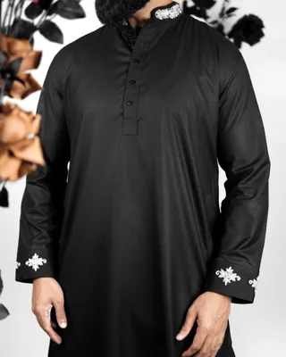 Basics Zardozi Panjabi in Black Colourway