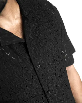 Basics Crochet Shirt In Black Colourway