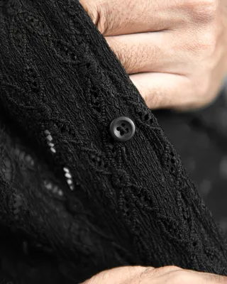 Basics Crochet Shirt In Black Colourway
