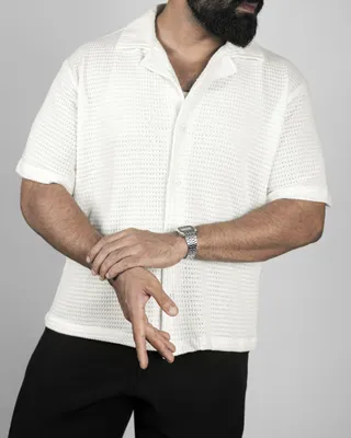 Basics Crochet Shirt In Cream Colourway