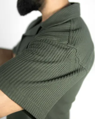 Basics Crochet Shirt In Olive Colourway