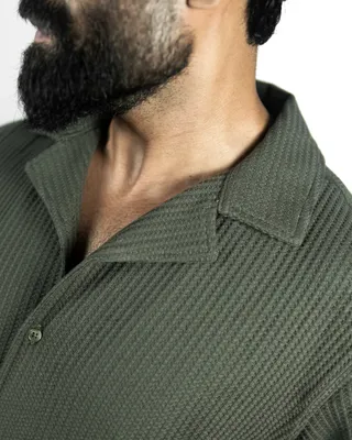 Basics Crochet Shirt In Olive Colourway