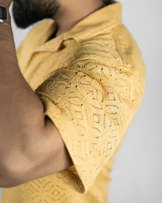 Basics Crochet Shirt In Mustard Colourway