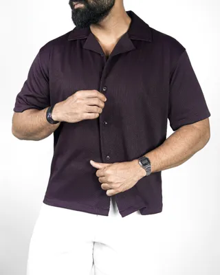 Basics Cuban Shirts in Violet Colourway