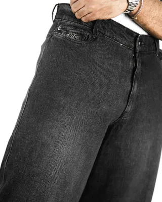 Basics Midwaisted Denim Pants In Washed Black