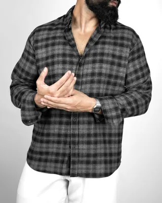 Basics Plaid Flannel Shirts in Obsidian Colourway