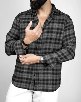 Basics Plaid Flannel Shirts in Obsidian Colourway