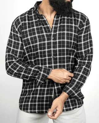 Basics Plaid Flannel Shirts in Onyx Colourway