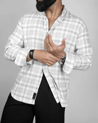Basics Plaid Flannel Shirts in Silver Colourway