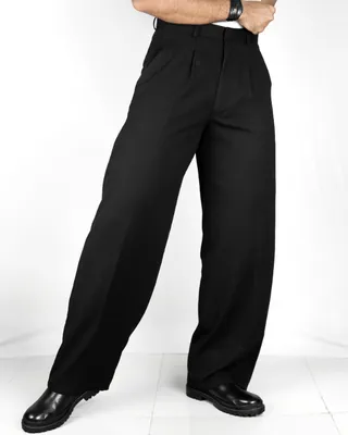 Basics Highwaisted Pleated Pants In Classic Black