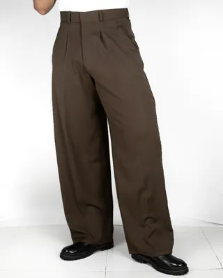 Basics Highwaisted Pleated Pants In Classic Brown