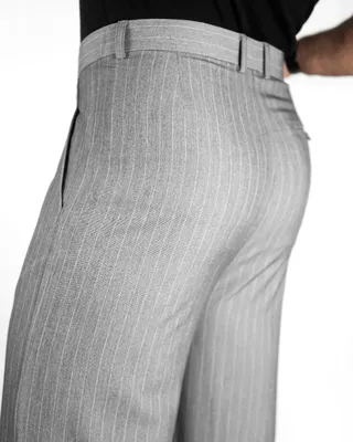 Basics Highwaisted Pinstripe Slacks In Grey Pinstriped