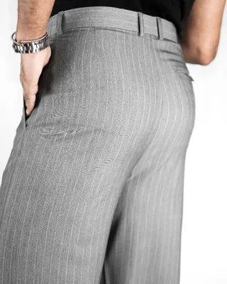 Basics Highwaisted Pinstripe Slacks In Grey Pinstriped