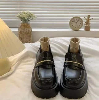 Women Leather Chunky Loafer Shoes