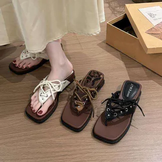  Ladies Square Toe Flat Summer Outdoor Beach Slipper.