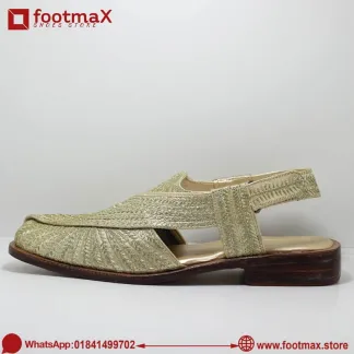 Golden color men bridal leather sandals embroidery kabuli sandals for men